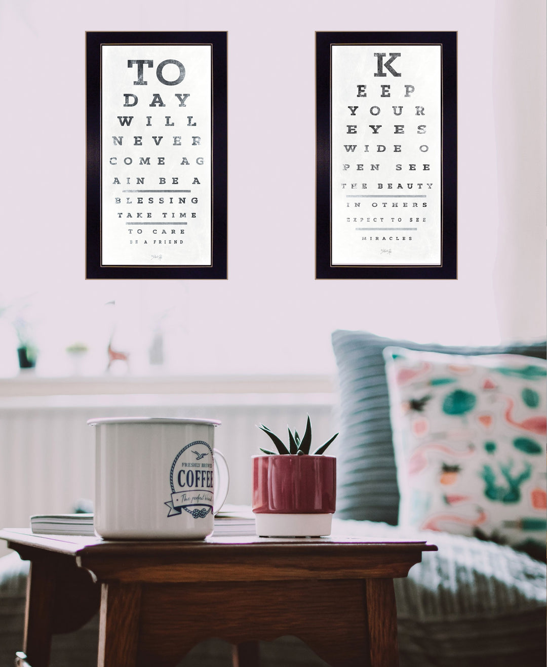 Set Of Two Eye Charts 2 Black Framed Print Wall Art