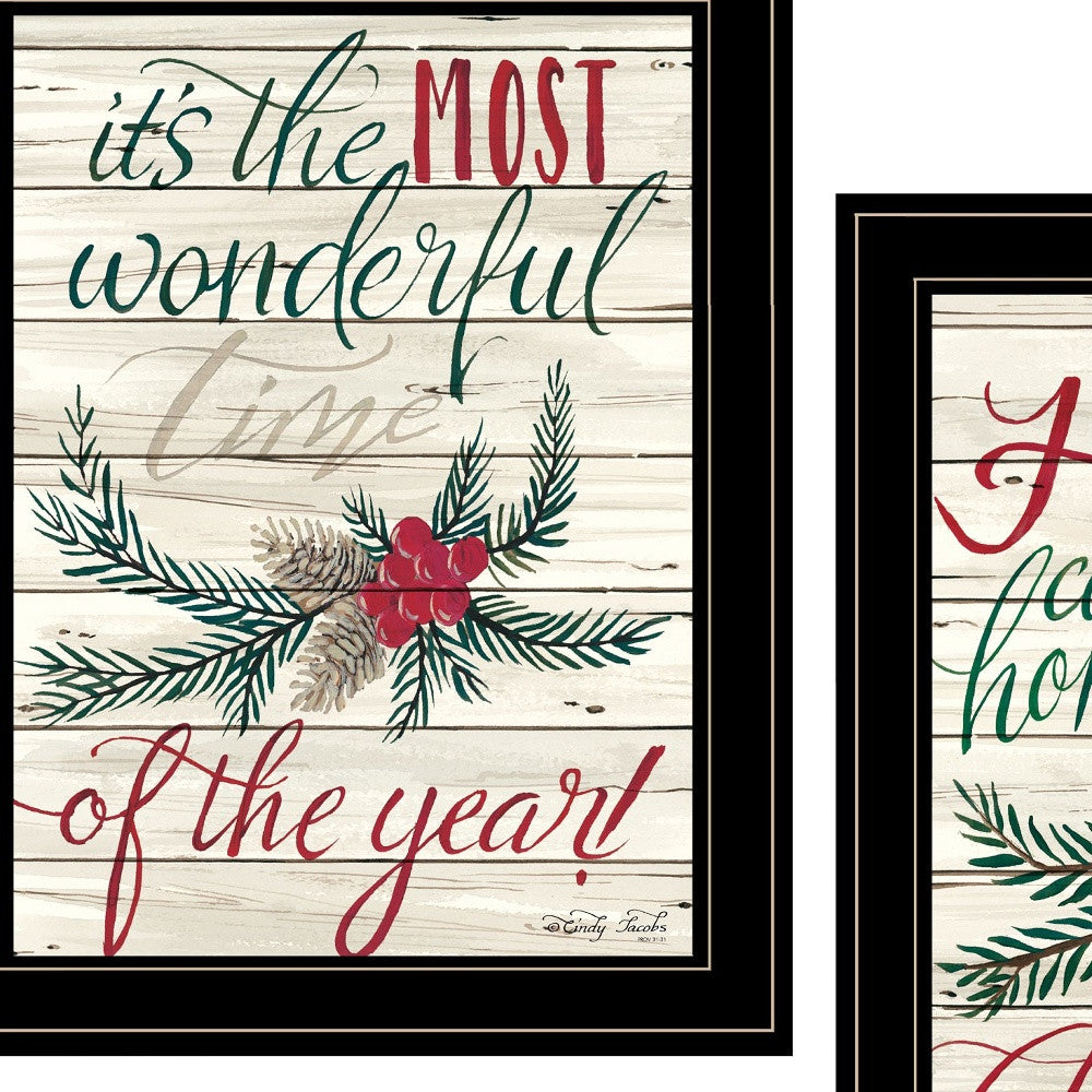 Set Of Two All Hearts Come Home for Christmas 2 Black Framed Print Wall Art