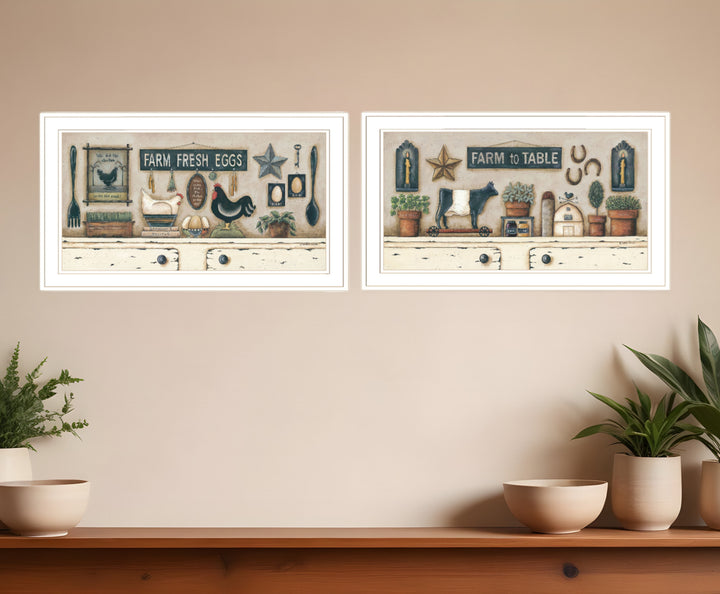 Set Of Two Farm Fresh White Framed Print Wall Art