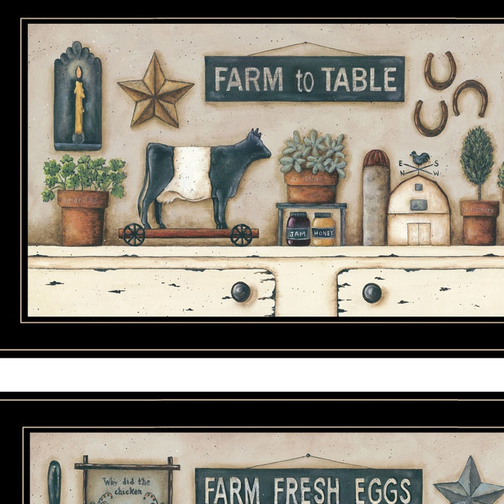 Set Of Two Farm Fresh 2 Black Framed Print Wall Art