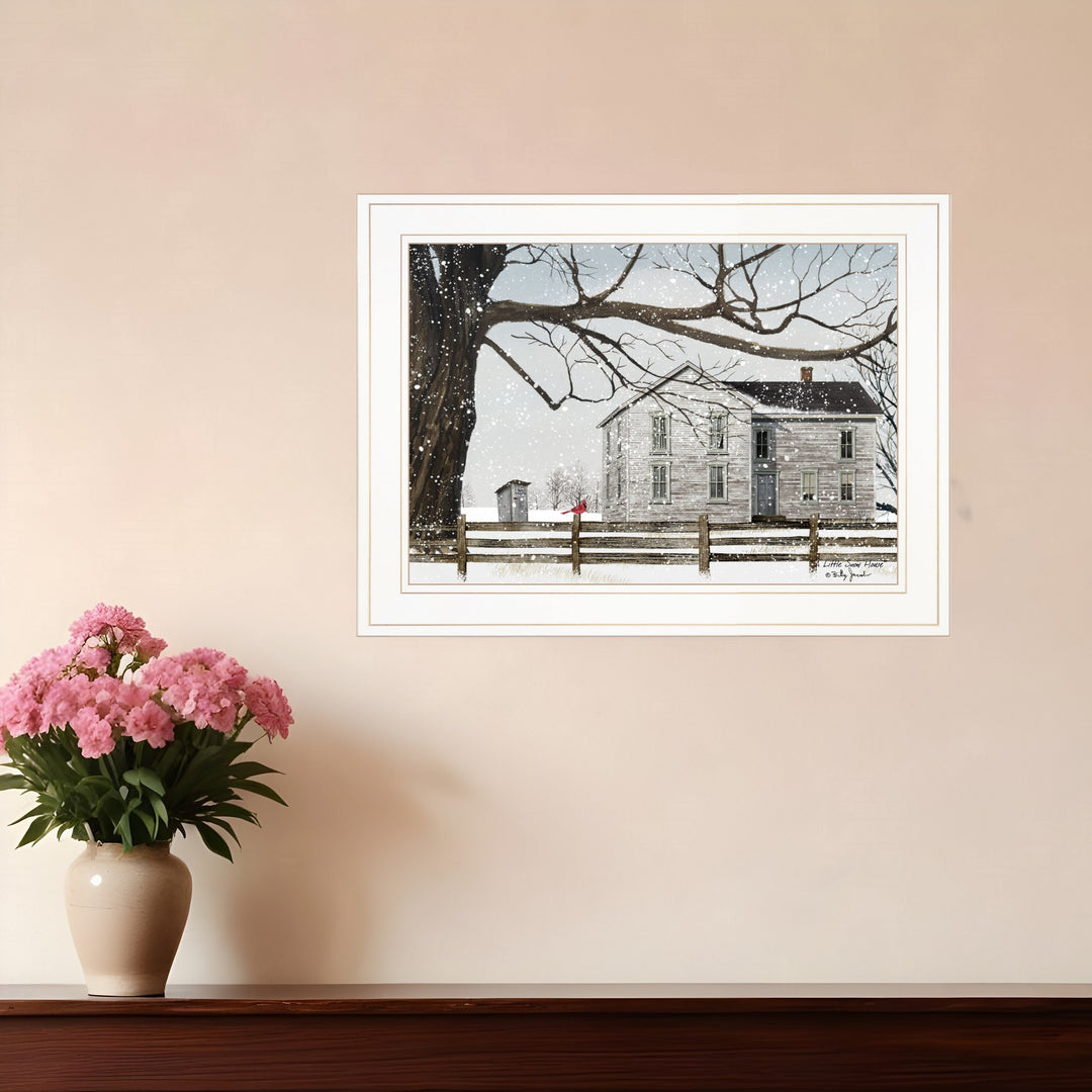 A Little Snow House 2 White Framed Print Wall Art