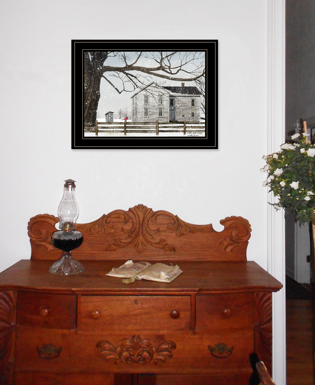 A Little Snow House 3 Black Framed Print Wall Art