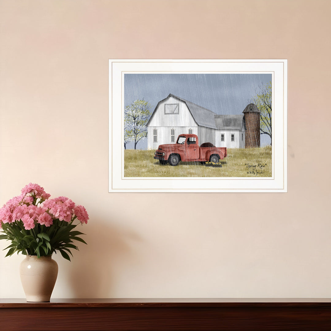 Spring Rain 2 White Framed Print Wall Art