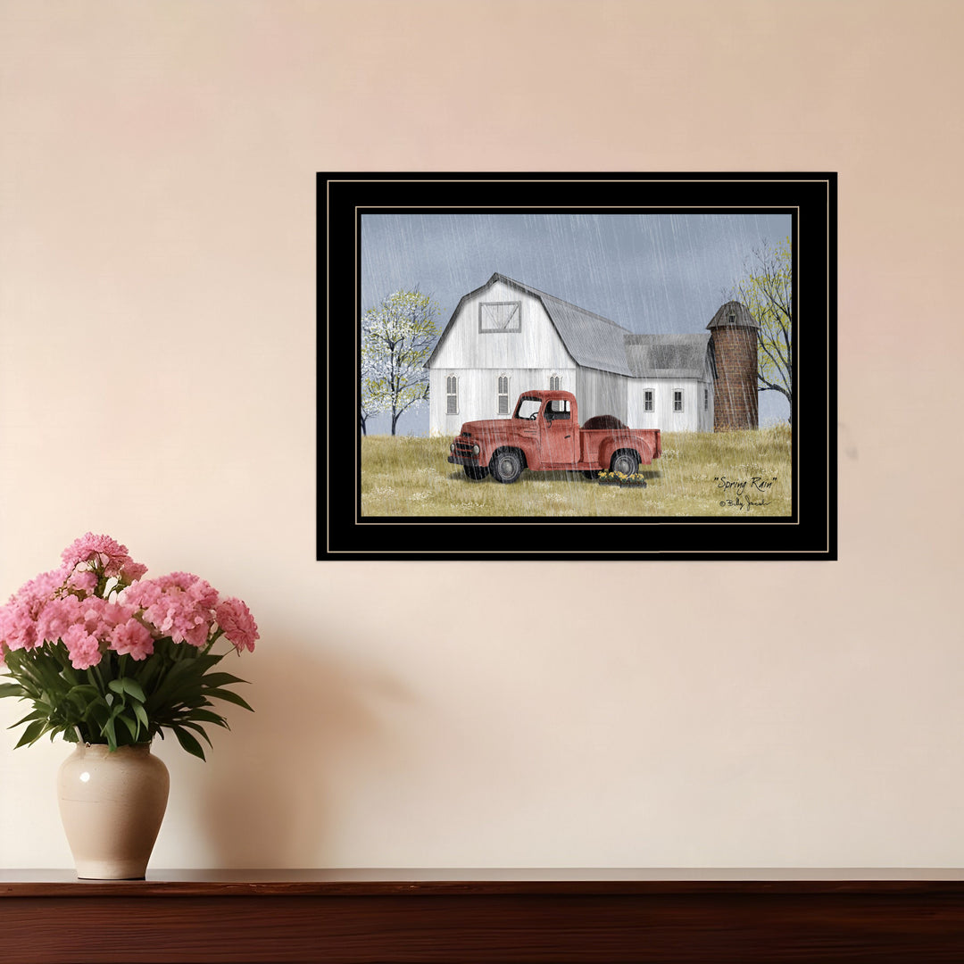 Spring Rain 3 Black Framed Print Wall Art