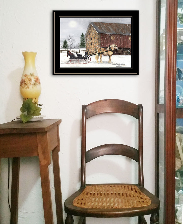 Dashing Through The Snow 2 Black Framed Print Wall Art