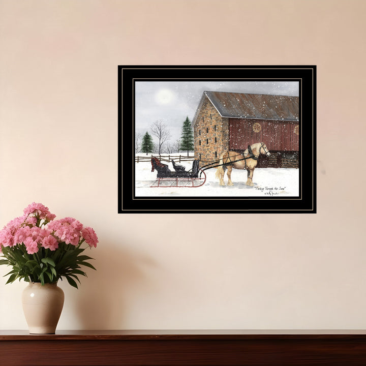 Dashing Through The Snow 2 Black Framed Print Wall Art