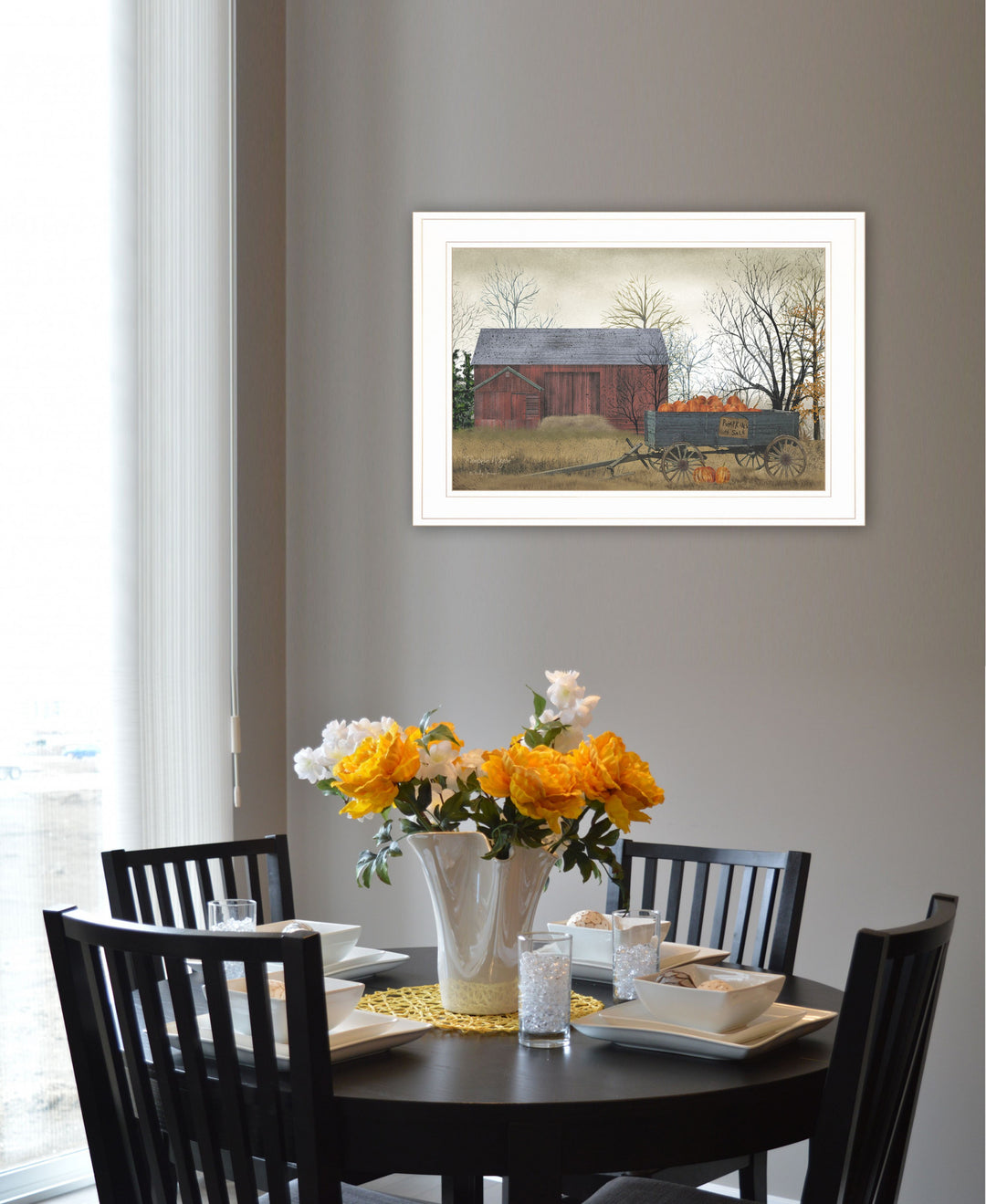 Pumpkin Wagon 2 White Framed Print Wall Art