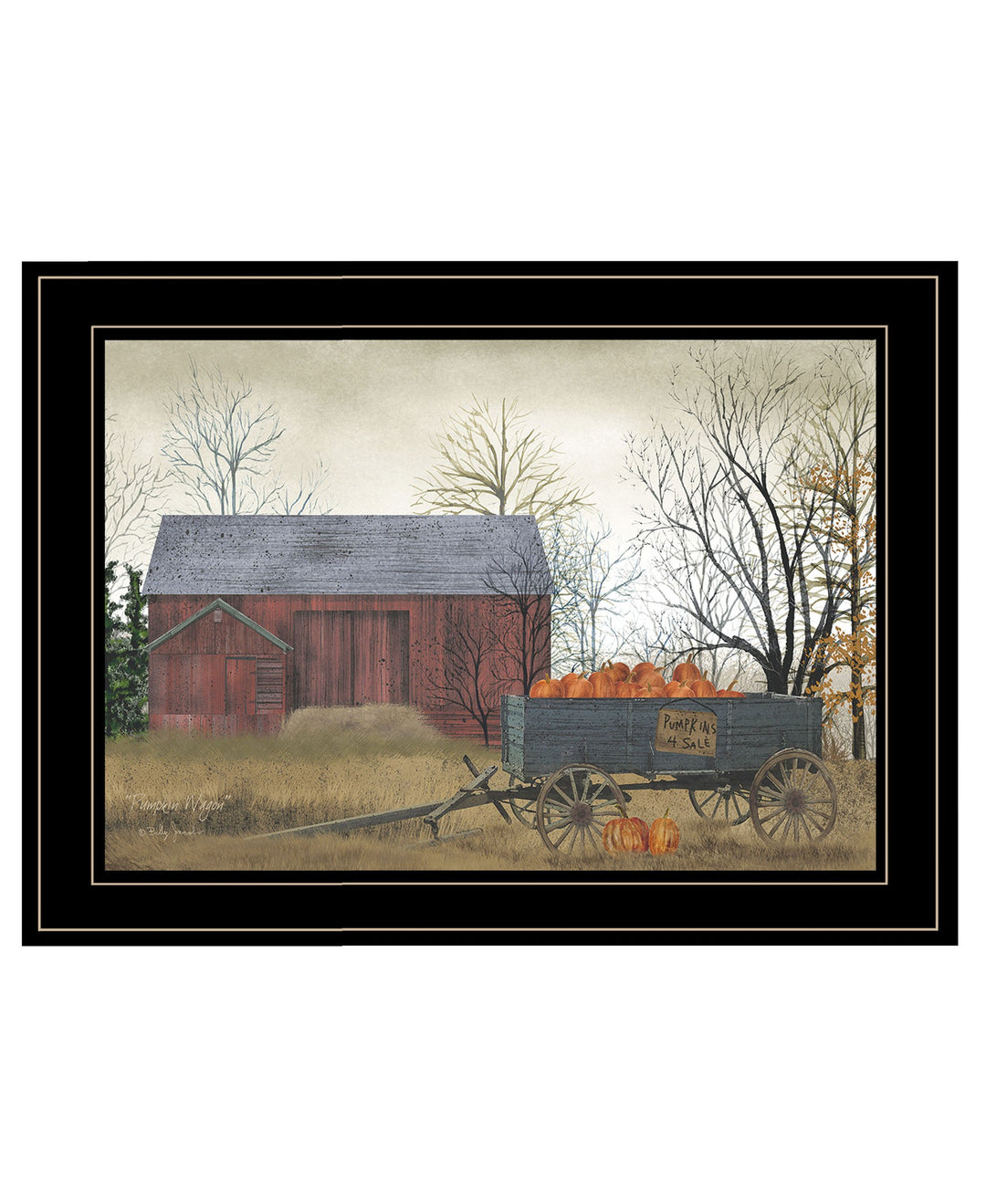 Pumpkin Wagon 3 Black Framed Print Wall Art