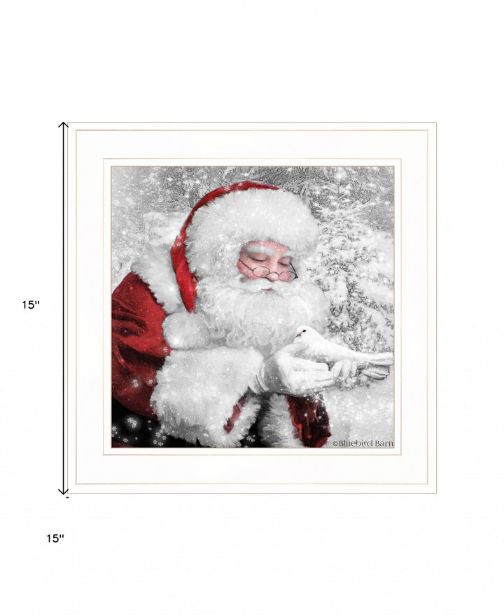 Santas Little Friends 3 White Framed Print Wall Art