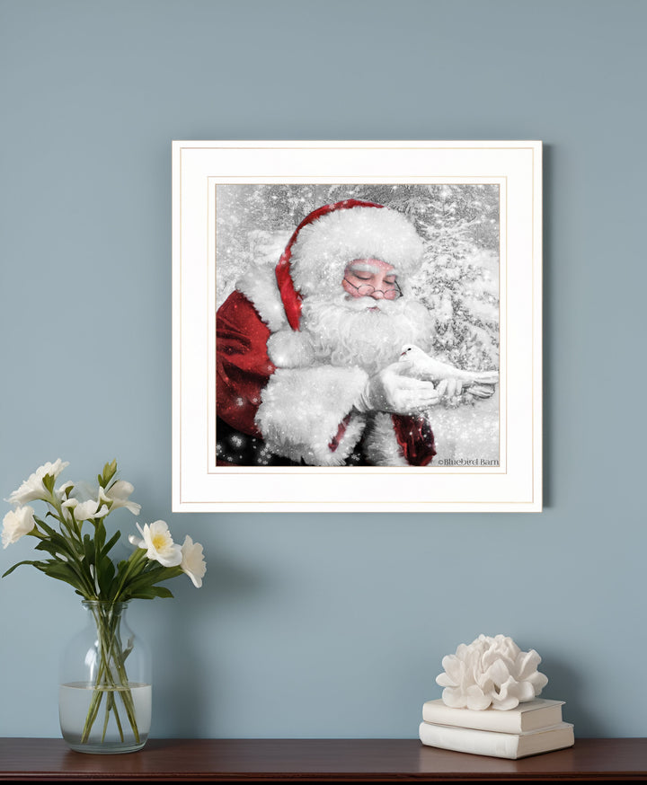 Santas Little Friends 3 White Framed Print Wall Art