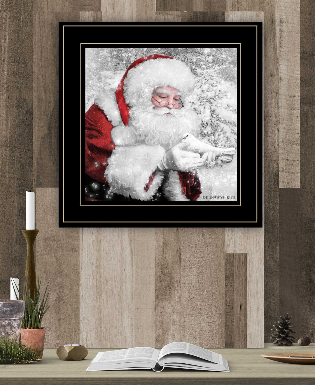 Santas Little Friends 4 Black Framed Print Wall Art