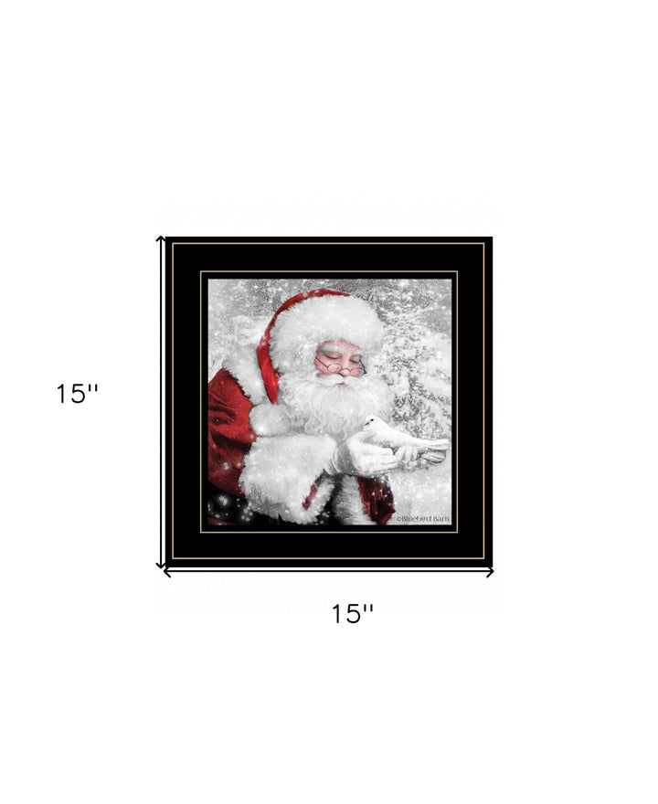 Santas Little Friends 4 Black Framed Print Wall Art