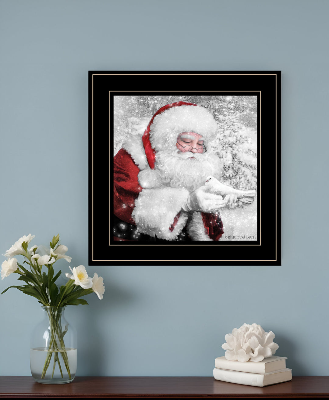 Santas Little Friends 4 Black Framed Print Wall Art