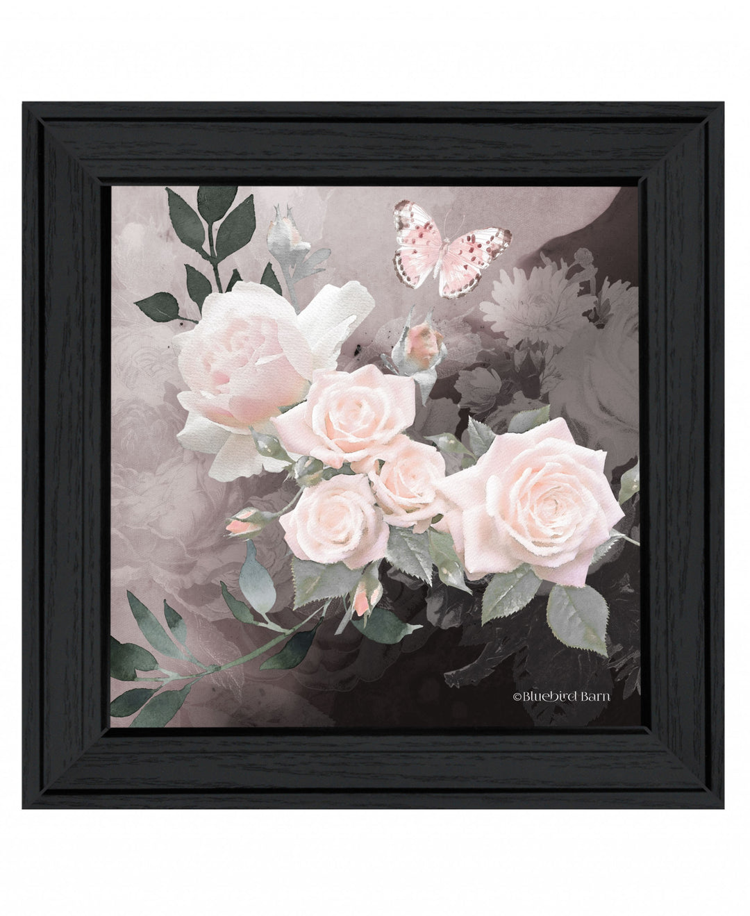 Noir Roses 1 White Framed Print Wall Art