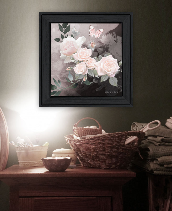 Noir Roses 1 White Framed Print Wall Art