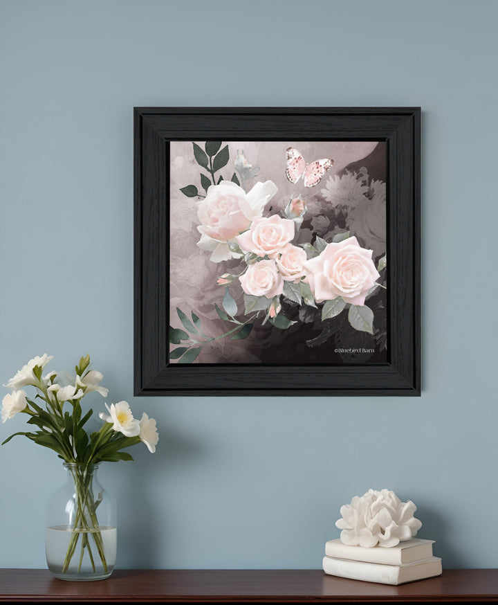 Noir Roses 1 White Framed Print Wall Art