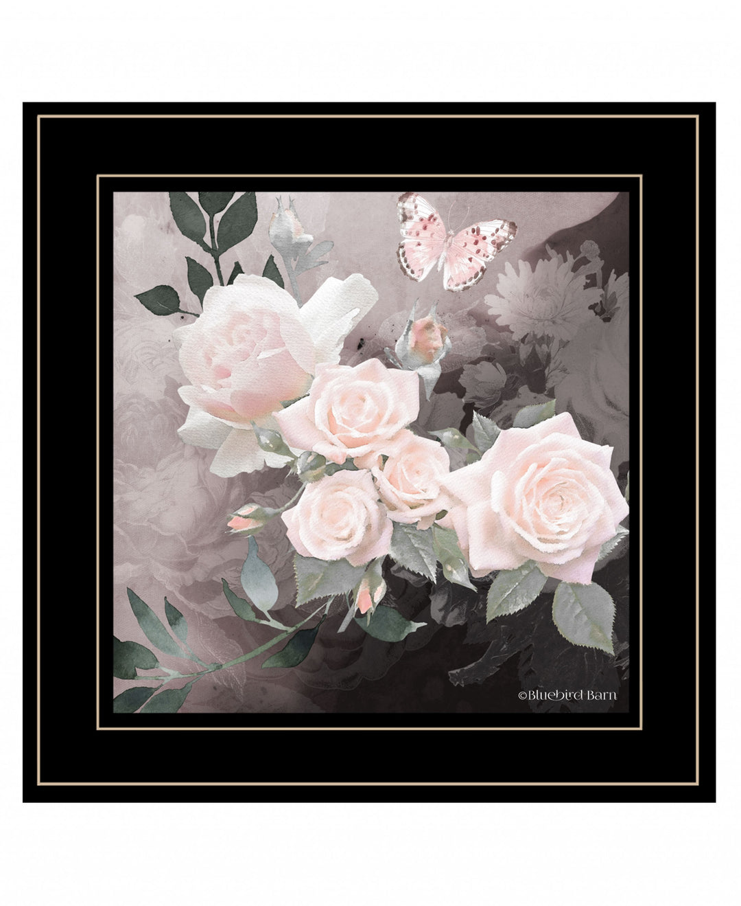 Noir Roses 1 White Framed Print Wall Art