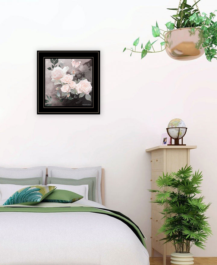 Noir Roses 1 White Framed Print Wall Art