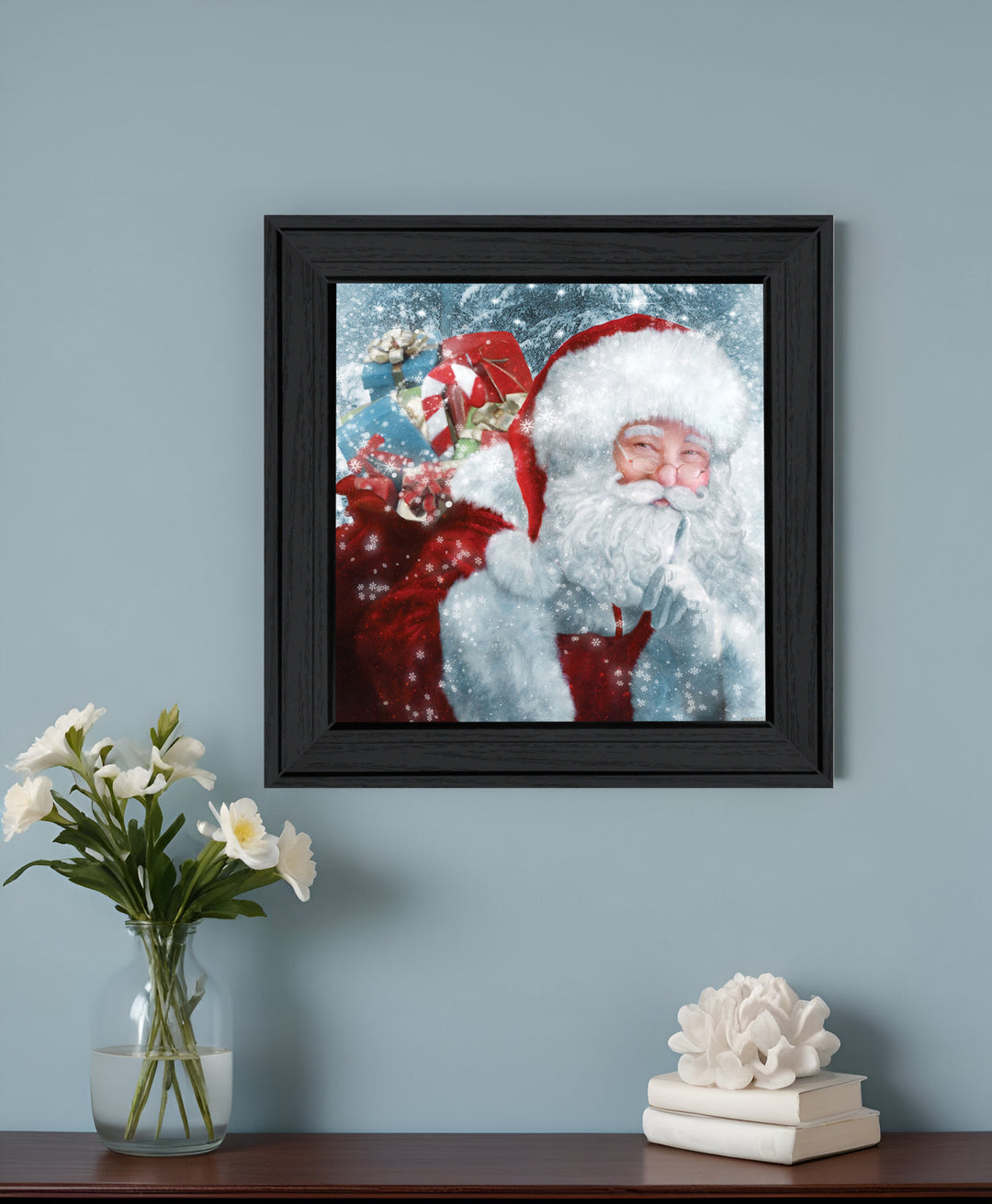 Santas Presents 3 Black Framed Print Wall Art