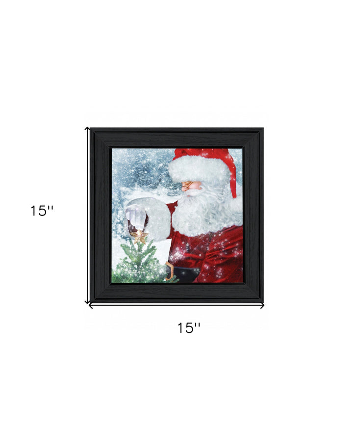 Santas Tree Star 2 Black Framed Print Wall Art