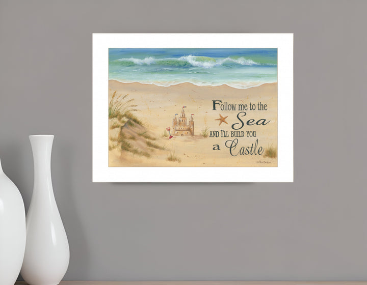 Sand Castle 1 White Framed Print Wall Art