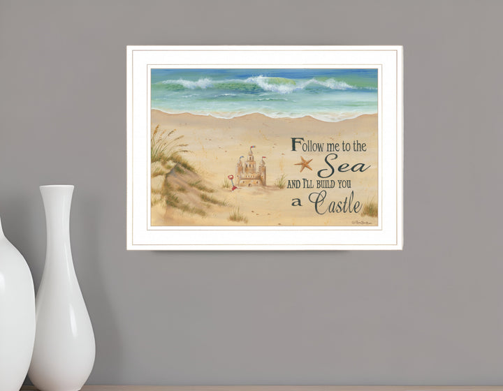 Sand Castle 2 White Framed Print Wall Art