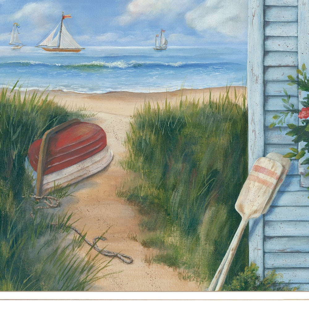 Beach Cottage 1 White Framed Print Wall Art