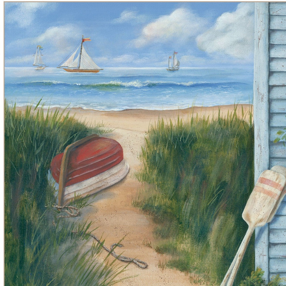 Beach Cottage 1 White Framed Print Wall Art