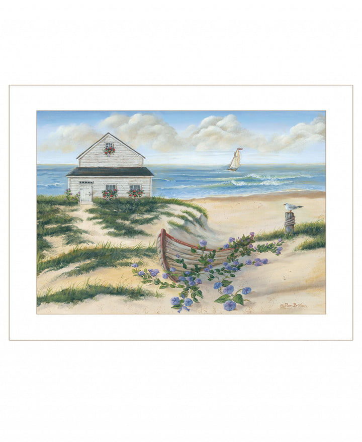 Beach Cottage II 1 White Framed Print Wall Art