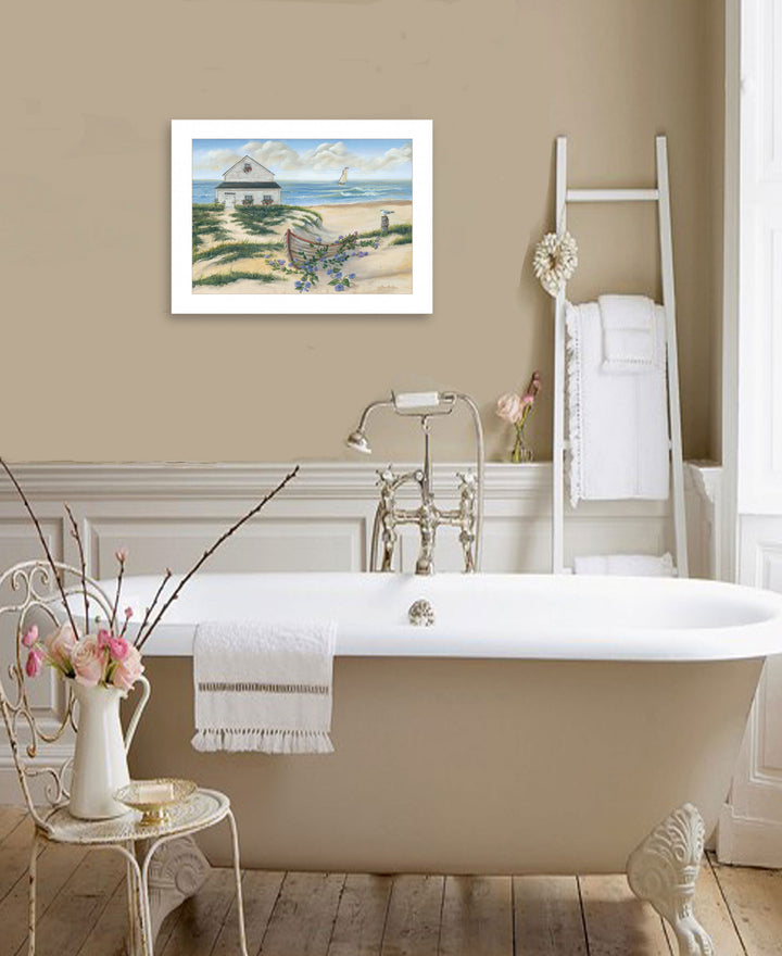 Beach Cottage II 1 White Framed Print Wall Art