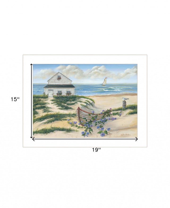 Beach Cottage II 1 White Framed Print Wall Art