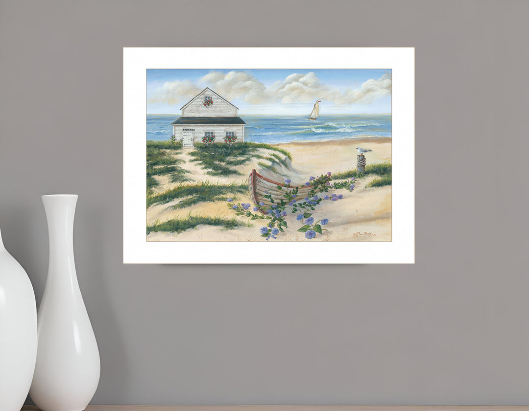 Beach Cottage II 1 White Framed Print Wall Art