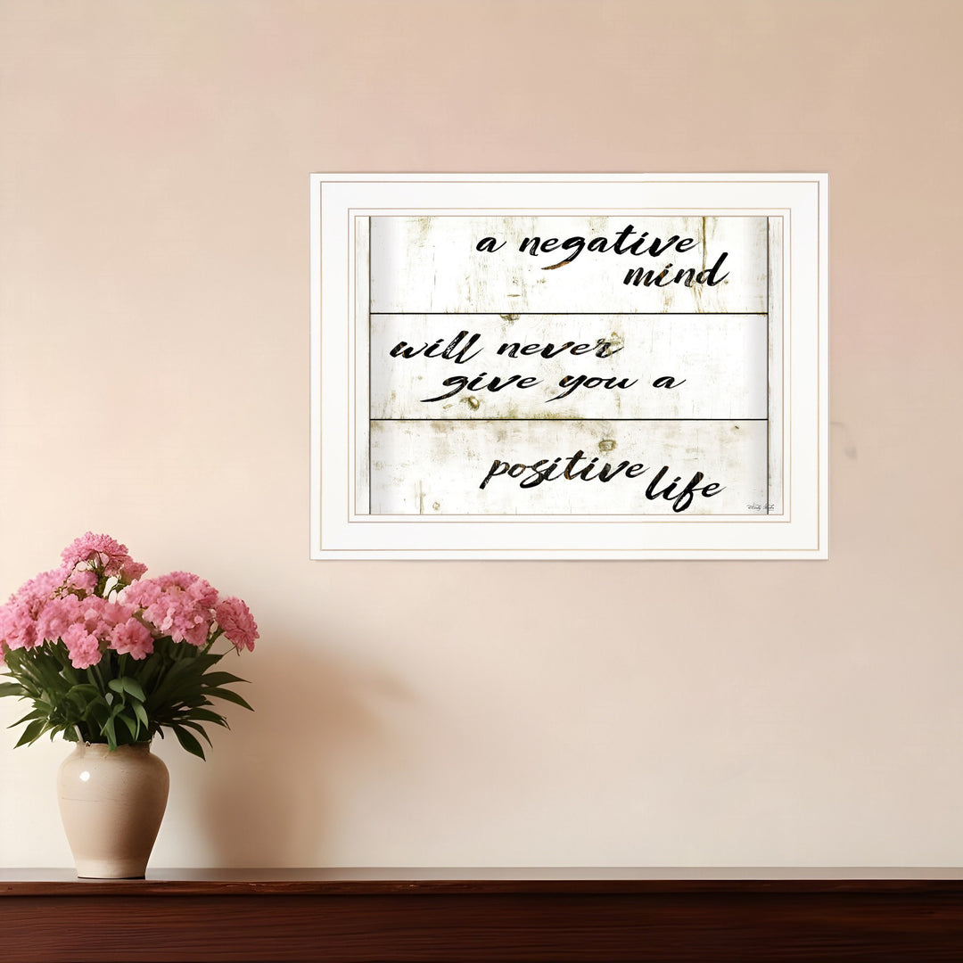 Positive Life 2 White Framed Print Wall Art