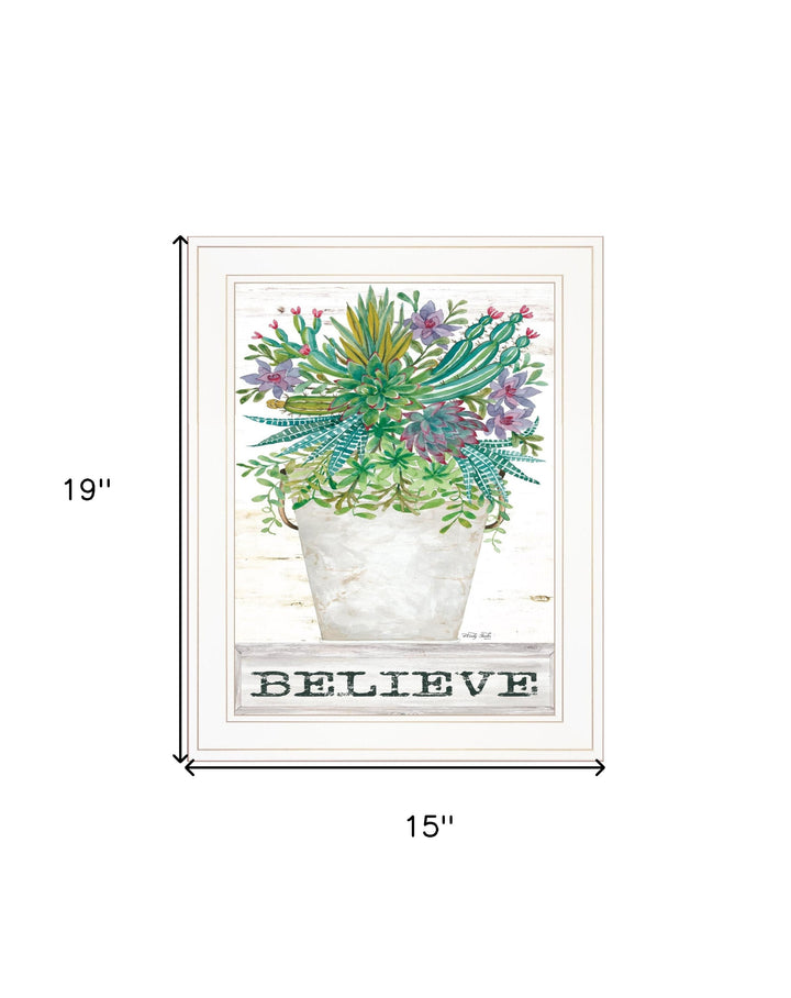 Believe Succulents White Framed Print Wall Art