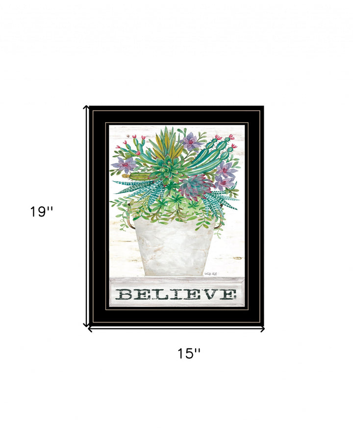 Believe Succulents 3 Black Framed Print Wall Art