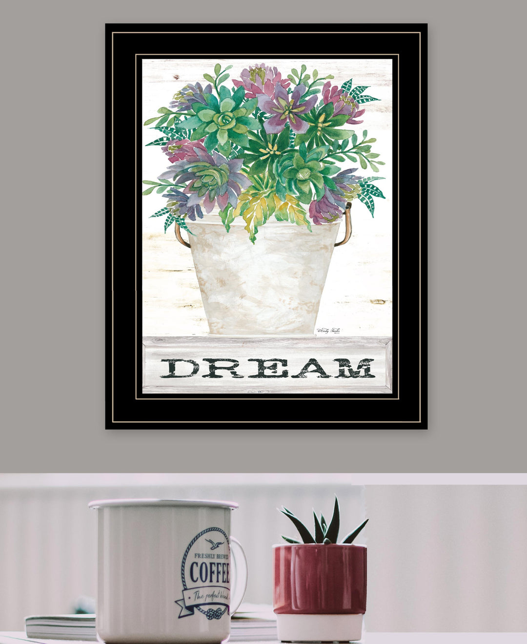 Dream Succulents 3 Black Framed Print Wall Art