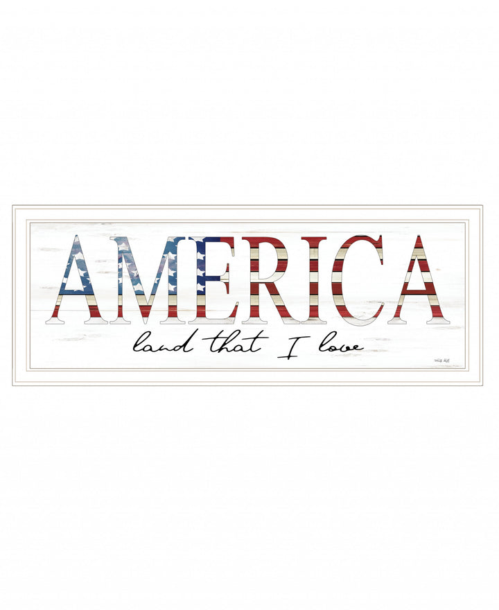 America Land that I Love 1 White Framed Print Wall Art