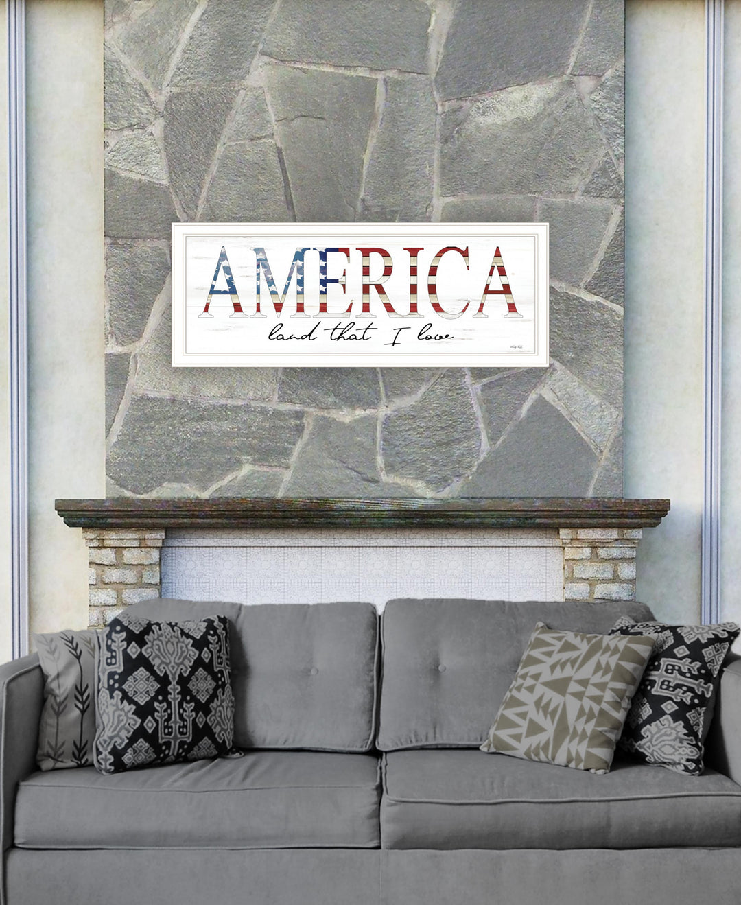 America Land that I Love 1 White Framed Print Wall Art