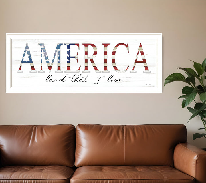 America Land that I Love 1 White Framed Print Wall Art