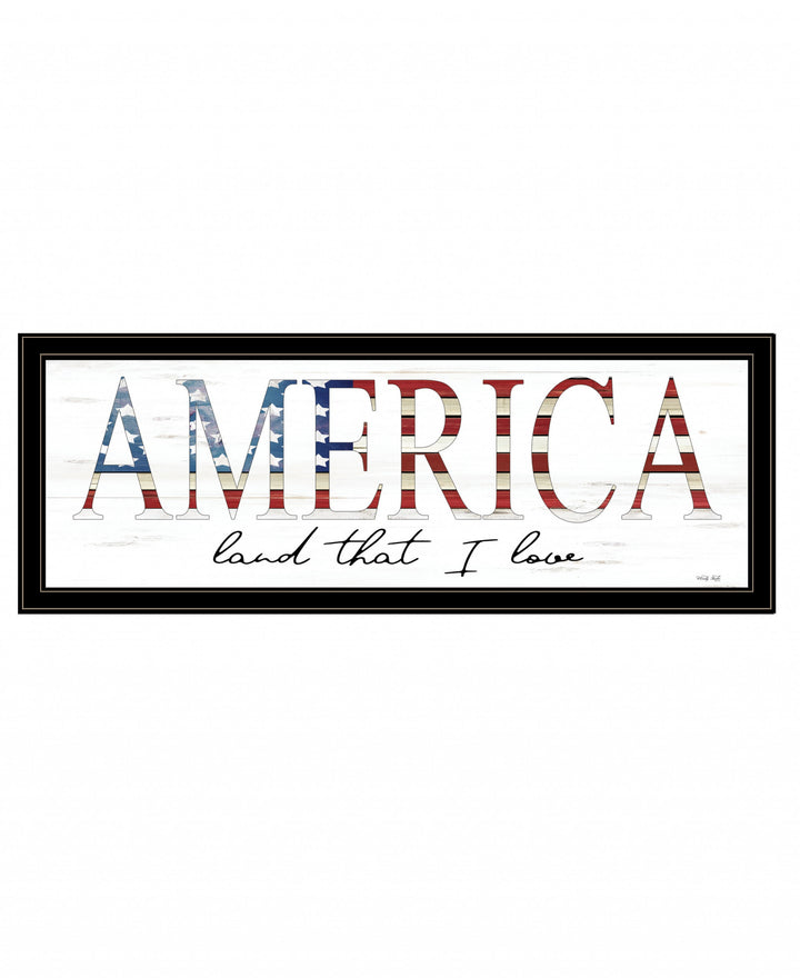 America Land that I Love 2 Black Framed Print Wall Art