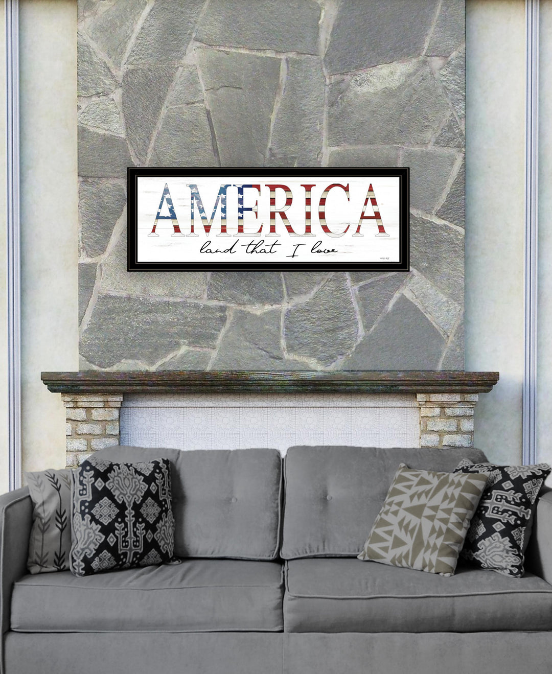 America Land that I Love 2 Black Framed Print Wall Art