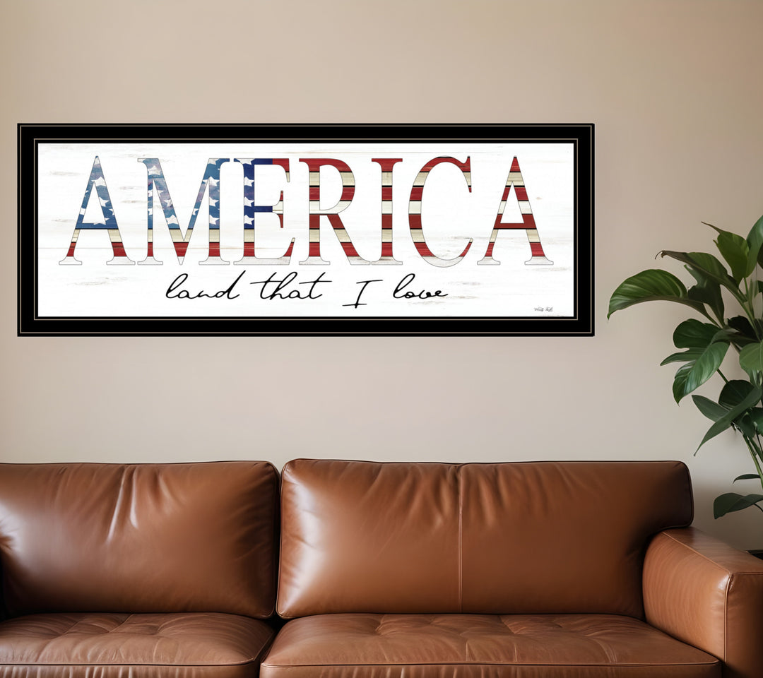 America Land that I Love 2 Black Framed Print Wall Art