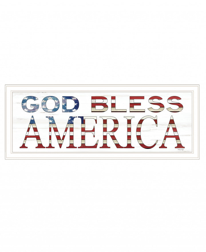 God Bless America 5 White Framed Print Wall Art