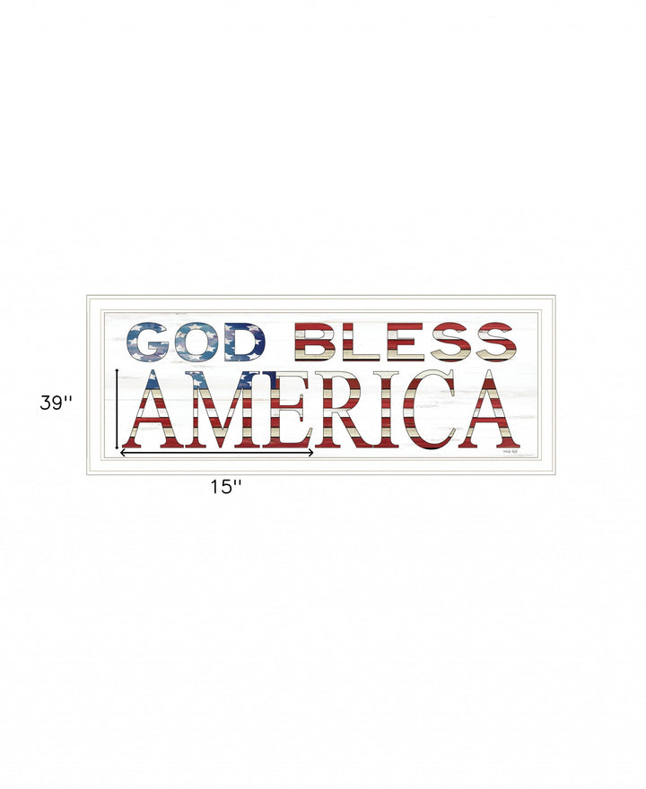 God Bless America 5 White Framed Print Wall Art