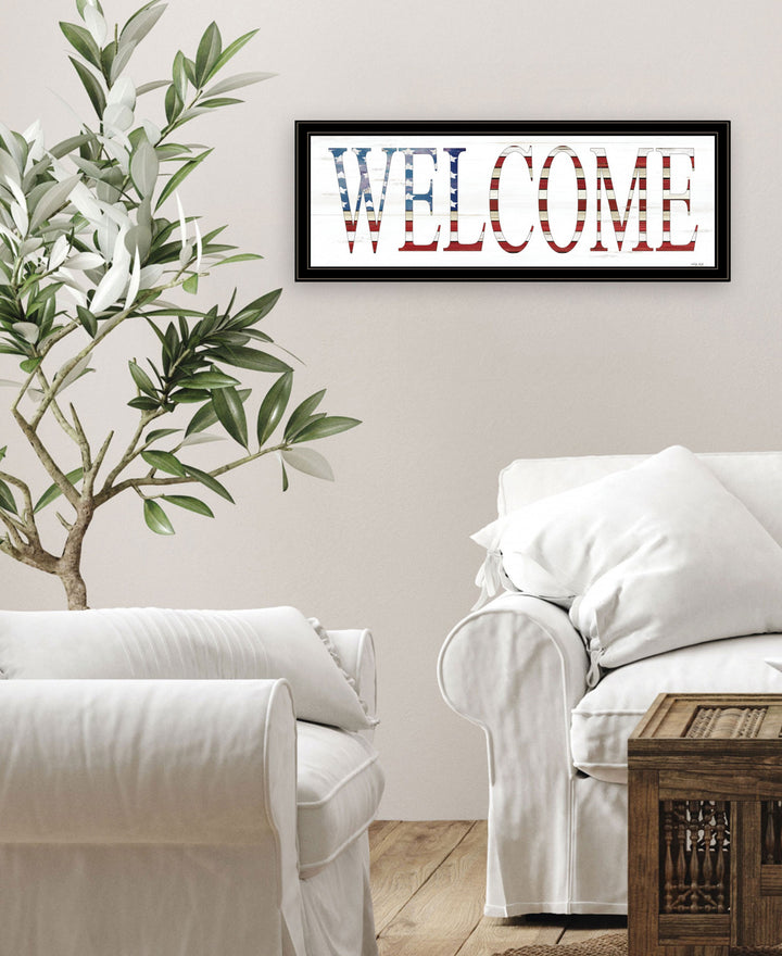 Patriotic Welcome 2 Black Framed Print Wall Art