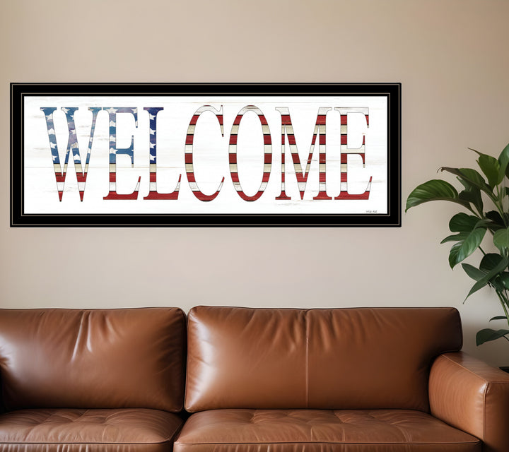 Patriotic Welcome 2 Black Framed Print Wall Art