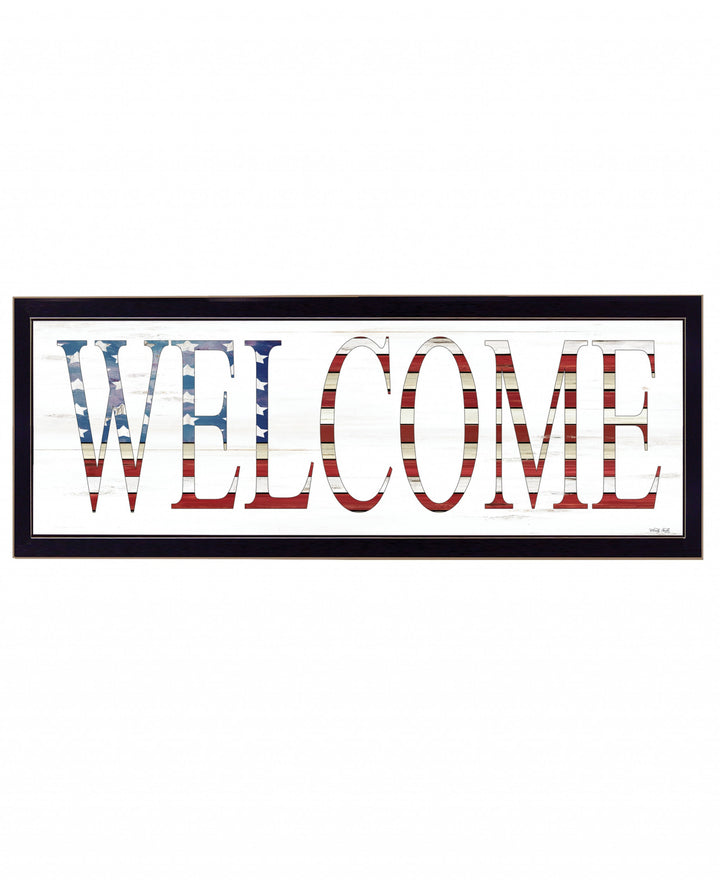 Patriotic Welcome 2 Black Framed Print Wall Art