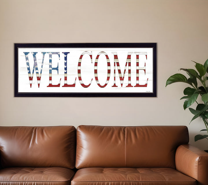 Patriotic Welcome 2 Black Framed Print Wall Art