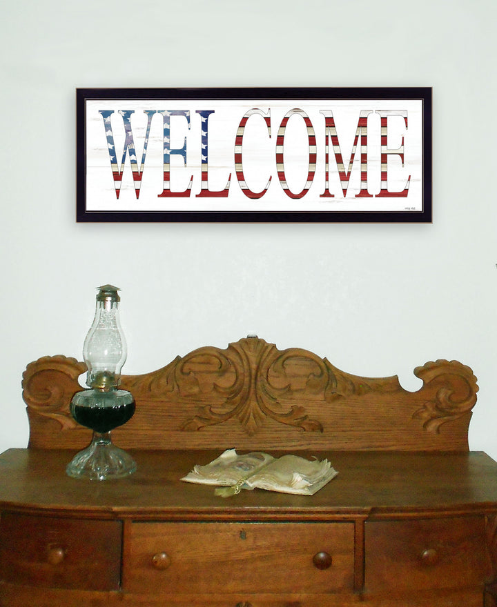 Patriotic Welcome 2 Black Framed Print Wall Art