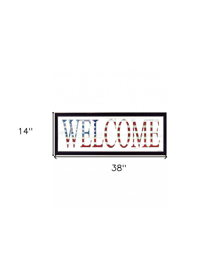 Patriotic Welcome 2 Black Framed Print Wall Art